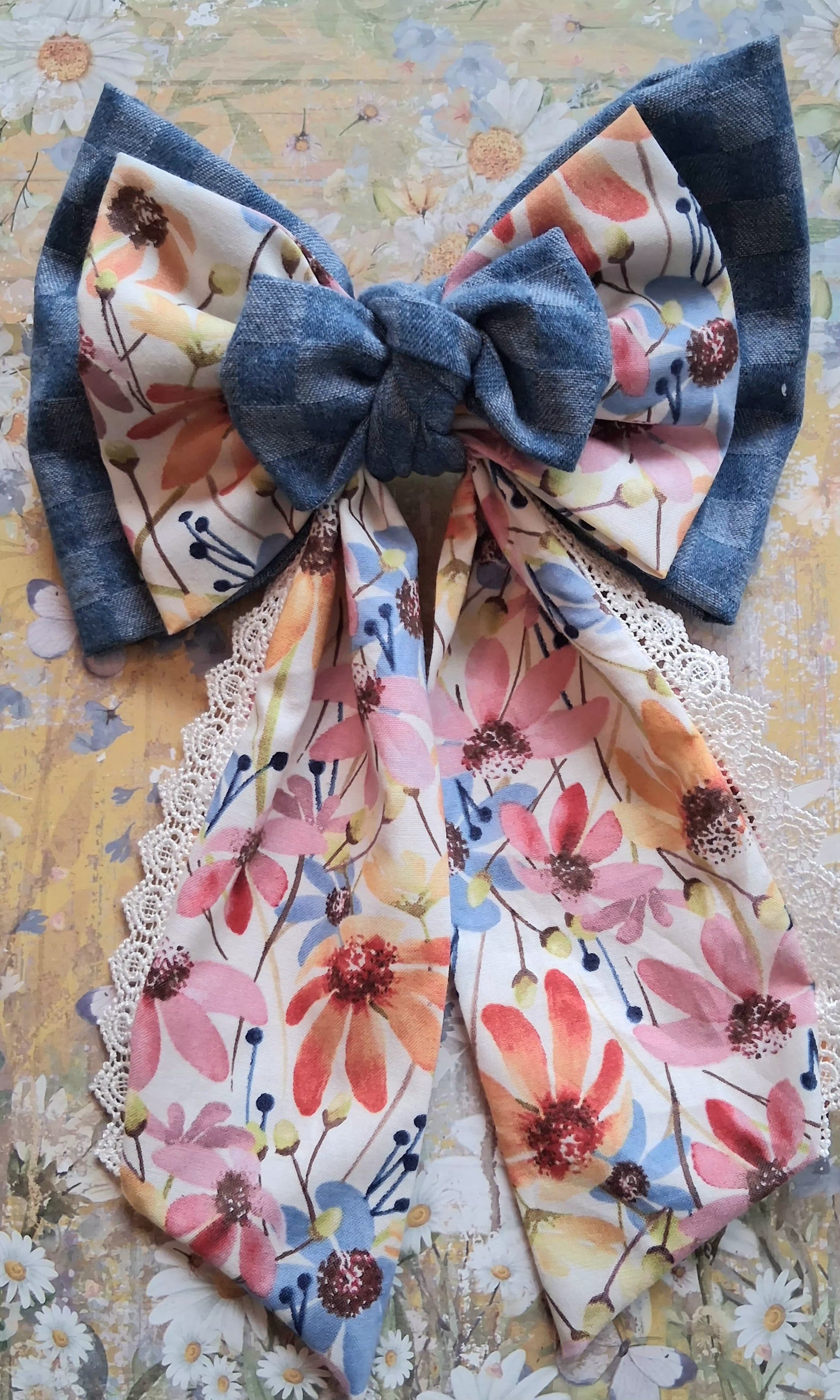 Bow floral jean